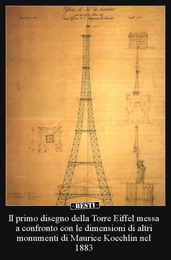 Il Primo Disegno Della Torre Eiffel Messa A Confronto Con Besti It Immagini Divertenti Foto Barzellette Video